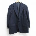 L★古着 ラルフローレン チャップス 長袖 ブランド テーラード ジャケット メンズ ロング丈 ウール カナダ製 濃紺他 ストライプ 25dec11