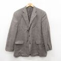 L★古着 ブルックスブラザーズ 長袖 ブランド テーラード ジャケット メンズ ロング丈 ウール グレー他 チェック 26jan09