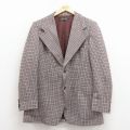 M★古着 ピエールカルダン 長袖 ブランド テーラード ジャケット メンズ 80年代 80s フランス製 茶系他 チェック 26jan20