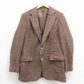 M★古着 長袖 テーラード ジャケット メンズ 80年代 80s ハリスツイード ロング丈 手織り ウール USA製 茶他 26jan20