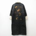 L★古着 長袖 ビンテージ ガウン 羽織り 60年代 60s ドラゴン 龍 ロング丈 黒他【spe】 26apr24