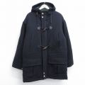 XL★古着 長袖 ウール ダッフル コート パーカー メンズ 00年代 00s 大きいサイズ ロング丈 濃紺 ネイビー 内側キルティング 25jan24 中古 アウター