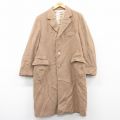 L★古着 長袖 ウール コート メンズ ロング丈 カシミヤ カシミア ベージュ カーキ 25jan28 中古 アウター