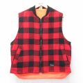 L★古着 CODET ウール ベスト メンズ 90年代 90s リバーシブル カナダ製 赤他 バファロー チェック 25nov21