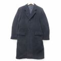 S★古着 長袖 ウール コート メンズ 90年代 90s ロング丈 イングランド製 黒 25nov21