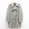 M★古着 長袖 ウール コート メンズ 80年代 80s ロング丈 グレー他【spe】 25dec11