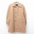 L★古着 長袖 ウール コート メンズ 80年代 80s ロング丈 薄茶 25dec16