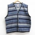XL★古着 ウール ベスト メンズ 90年代 90s 紺他 ボーダー 25dec27