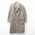L★古着 長袖 ウール コート メンズ 80年代 80s ヘリンボーン ロング丈 USA製 茶他 26jan06