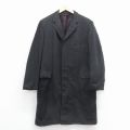 L★古着 長袖 ウール コート メンズ 80年代 80s ロング丈 ツイード USA製 黒 26jan08