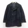 XL★古着 ブルックスブラザーズ 長袖 ブランド ウール ピーコート メンズ ロング丈 黒 26jan08