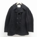 XL★古着 長袖 ミリタリー ウール ピーコート メンズ 90年代 90s 大きいサイズ 黒 26jan08