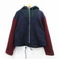 XL★古着 長袖 ウール ジャケット パーカー メンズ 90年代 90s マルチカラー 濃紺 26jan19