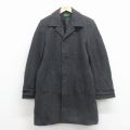 M★古着 ベネトン 長袖 ウール コート メンズ ロング丈 ツイード 濃グレー【spe】 26feb14