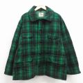 XL★古着 ジョンソン 長袖 ビンテージ ウール ジャケット メンズ 70年代 70s 大きいサイズ 緑他 チェック【spe】 26feb27
