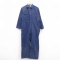 W36★古着 ラングラー Wrangler 長袖 ツナギ メンズ 80年代 80s USA製 濃紺 ネイビー デニム 25aug22 中古 オールインワン ボトムス