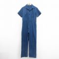 W35★古着 ディッキーズ Dickies 半袖 ワーク ツナギ メンズ 90年代 90s 開襟 オープンカラー USA製 紺 ネイビー 【spe】 25oct22 中古 オールインワン ボトムス
