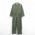 W35★古着 長袖 ミリタリー ベイカー ツナギ メンズ 80年代 80s コットン USA製 緑 グリーン 25nov01 中古 オールインワン ボトムス