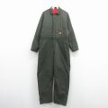 W42★古着 長袖 ツナギ メンズ 90年代 90s 大きいサイズ USA製 タロン 濃緑 内側キルティング 26jan24