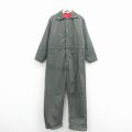 W43★古着 長袖 ツナギ メンズ 80年代 80s 大きいサイズ 濃緑 内側キルティング 26jan24