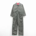 W38★古着 キー KEY 長袖 ビンテージ ツナギ メンズ 70年代 70s 襟コーデュロイ USA製 タロン 濃緑 内側キルティング 26jan24