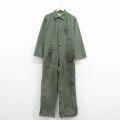 W35★古着 長袖 ミリタリー ベイカー ツナギ メンズ 80年代 80s ボロ ことtン USA製 濃緑 26mar14