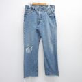 W34★古着 ジーンズ Levis リーバイス 501 メンズ ヒゲ コットン 紺 ネイビー デニム 25aug08 中古 ボトムス ジーパン Gパン ロング パンツ