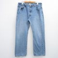 W36★古着 ジーンズ Levis リーバイス 501 メンズ ヒゲ コットン 薄紺 ネイビー デニム 25aug08 中古 ボトムス ジーパン Gパン ロング パンツ