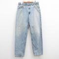 W34★古着 ジーンズ Levis リーバイス 550 メンズ 90年代 90s テーパード ヒゲ コットン USA製 薄紺 ネイビー デニム 【spe】 25jul16 中古 ボトムス ジーパン Gパン ロング パンツ