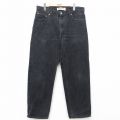 W37★古着 ジーンズ Levis リーバイス 550 メンズ ヒゲ コットン 黒 ブラック デニム 【spe】 25jul25 中古 ボトムス ジーパン Gパン ロング パンツ