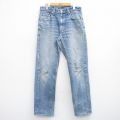 【20%OFF】W33★古着 ジーンズ リーバイス Levis 505 メンズ ヒゲ コットン 紺 ネイビー デニム 25oct30 中古 ボトムス ジーパン Gパン ロング パンツ