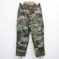 W30★古着 ミリタリー カーゴ パンツ メンズ 80年代 80s コンバット ウッドランドカモ USA製 緑他 グリーン 迷彩 25sep29 中古 ボトムス ロング