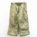 W32★古着 ビンテージ ミリタリー ライナー パンツ メンズ 70年代 70s リップストップ USA製 緑 26jan24