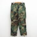 W32★古着 ミリタリー カーゴ パンツ メンズ 90年代 90s コンバット ウッドランドカモ USA製 緑他 迷彩 26apr09