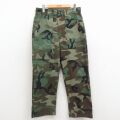 W31★古着 ミリタリー ベイカー パンツ メンズ 80年代 80s ウッドランドカモ タロン 緑 迷彩 26apr09