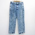 W33★古着 ジーンズ メンズ 80年代 80s ケミカルウォッシュ コットン 紺 ネイビー デニム 【spe】 25jul04 中古 ボトムス ジーパン Gパン ロング パンツ