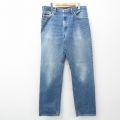 W35★古着 ジーンズ メンズ 90年代 90s ヒゲ コットン USA製 紺 ネイビー デニム 25jul17 中古 ボトムス ジーパン Gパン ロング パンツ