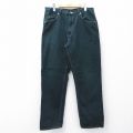 【20%OFF】W34★古着 ラングラー Wrangler ジーンズ メンズ コットン 緑 グリーン デニム 25sep08 中古 ボトムス ジーパン Gパン ロング パンツ