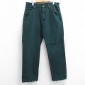 【20%OFF】W35★古着 ラングラー Wrangler ジーンズ メンズ コットン 濃緑 グリーン デニム 25sep12 中古 ボトムス ジーパン Gパン ロング パンツ