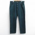 【20%OFF】W36★古着 ラングラー Wrangler ジーンズ メンズ ヒゲ コットン 濃緑 グリーン デニム 25sep12 中古 ボトムス ジーパン Gパン ロング パンツ