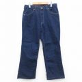 W34★古着 ジーンズ メンズ 濃紺 ネイビー デニム 25oct04 中古 ボトムス ジーパン Gパン ロング パンツ