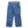 W37★古着 Wear Guard ジーンズ メンズ コットン 紺 ネイビー デニム 内側フランネル 25oct06 中古 ボトムス ジーパン Gパン ロング パンツ