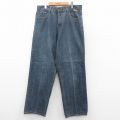 W38★古着 ジーンズ メンズ 紺 ネイビー デニム 25oct14 中古 ボトムス ジーパン Gパン ロング パンツ