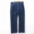 W35★古着 FADED GLORY ジーンズ メンズ コットン 濃紺 ネイビー デニム 25oct30 中古 ボトムス ジーパン Gパン ロング パンツ