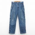 W32★古着 ラングラー ペインター パンツ メンズ ヒゲ 紺 デニム 25nov11