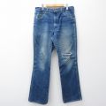 W33★古着 ラングラー ジーンズ メンズ 90年代 90s ヒゲ コットン USA製 紺 デニム 26mar07