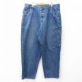 W40★古着 BOSS ジーンズ メンズ 90年代 90s ビッグロゴ 刺繍 紺 デニム【spe】 26apr13
