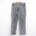 W34★古着 SASSON ジーンズ メンズ 90年代 90s ケミカルウォッシュ 黒 デニム 26may07
