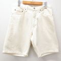 W30★古着 ショート パンツ ショーツ メンズ 90年代 90s コットン USA製 生成り デニム 25apr08 中古 ボトムス 短パン ショーパン ハーフ