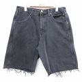W33★古着 ショート パンツ ショーツ メンズ 90年代 90s コットン USA製 黒 ブラック デニム 【spe】 25may14 中古 ボトムス 短パン ショーパン ハーフ